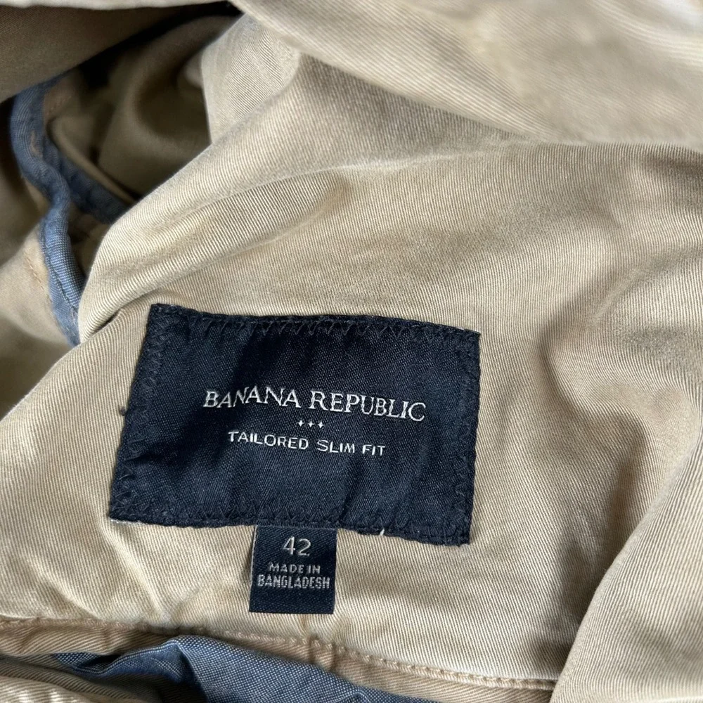 Banana Republic Blazer Mens 42 Khaki Tan Tailored Slim Fit Cotton Stretch 4389